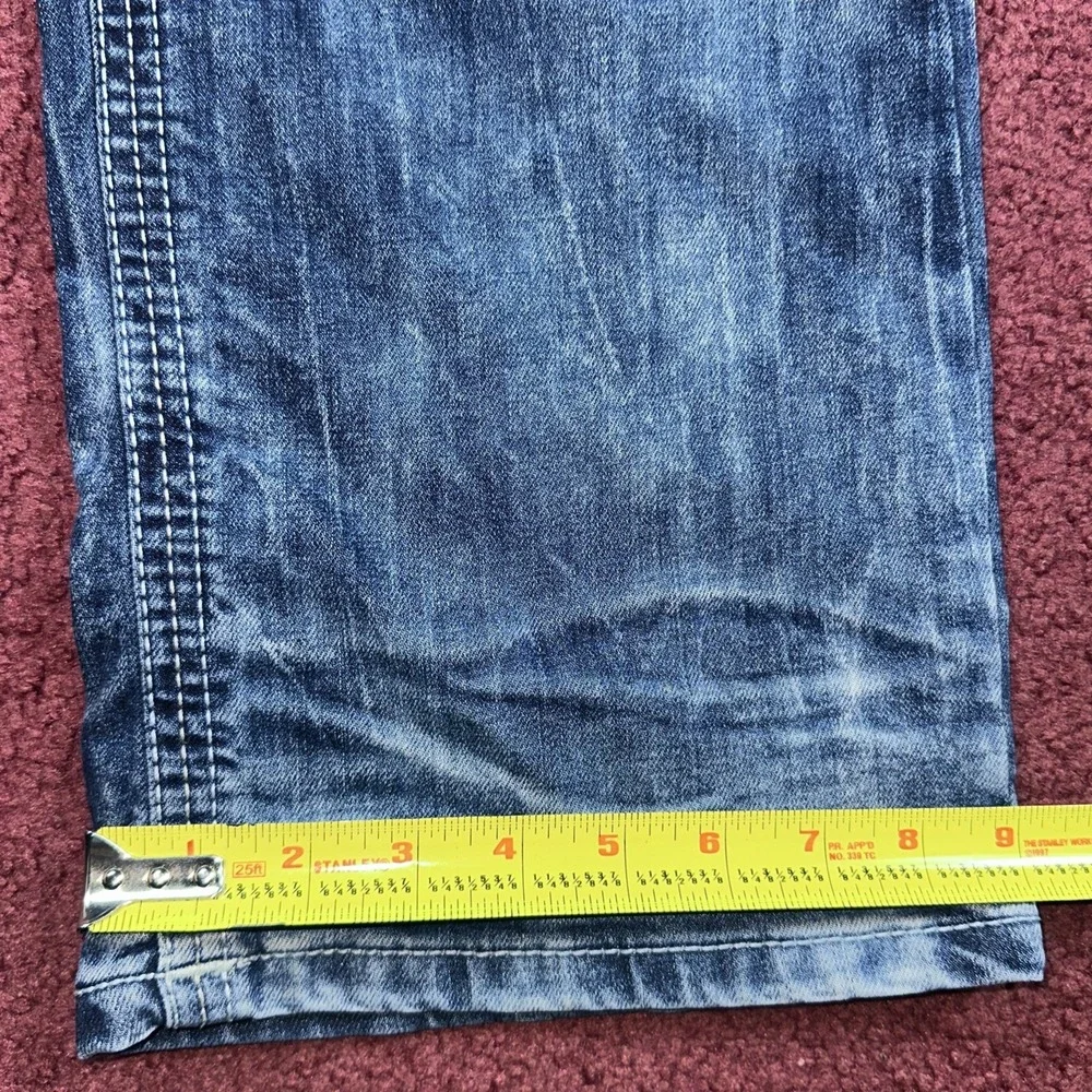 Affliction Grant Men's Jeans 36x32 Blue Distressed Straight Fit Street wear